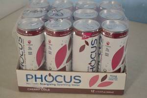 Phocus Naturally Energizing Sparkling Water 12-Pack Cherry Cola Flavor Best By 12022023
