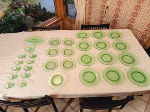 lot 3 image: 31 Pcs. Of Vintage Green Glass