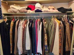 lot 89 image: Rack of Designer Clothing & Sweater Shelf