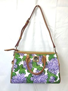 lot 1 image: Dooney & Bourke Floral Hydrangea Barrel Satchel Bag with Shoulder Strap and Coin Purse