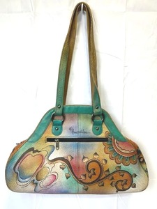 lot 10 image: Amazing Anuschka Hand Painted Shoulder BagPurse (17 Long x 11 Tall)