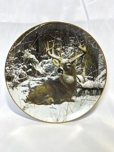 lot 21 image: Danbury Mint Whitetail Deer Winter Stag by Bob Travers #D1338 Collectors Plate (8 Diamater)