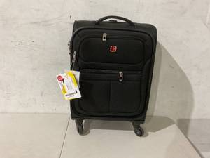 lot 326 image: SwissGear 18 inch Black Softside Carry on Suitcase with Spinner Wheels