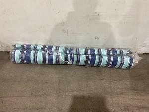 lot 204 image: Suncreat 2 Person Quilted Fabric Hammock with Spreader Bar, Pillow and Chains - Blue Stripes