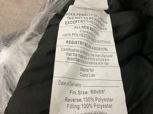 lot 208 image: CozyLux Queen Size Comforter - Black