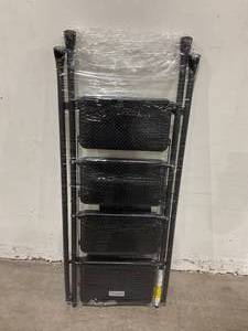 lot 223 image: HBTower Folding 4-Step Step Stool with Tool Platform - Black