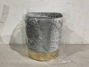 lot 165 image: Set of 2 - INSPI DECOR Round Storage Ottomans - Geometric Grey