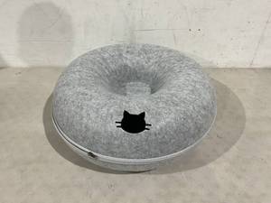 lot 409 image: Baoblaze 20 inch Round Grey Felt Zippered Cat Tunnel Donut Bed