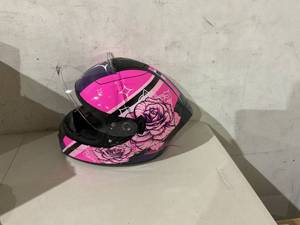 lot 381 image: TRIPERSON Full Face DOT Pink with Rose Design Motorcycle Helmet