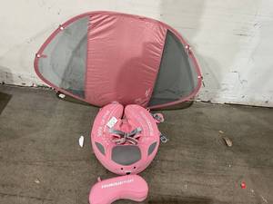 lot 277 image: Mambobaby Float Baby Swim Float with Canopy - Flamingo Pink