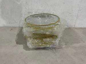 lot 189 image: LOT OF 24 - Gold Beaded Clear 11inch Plates