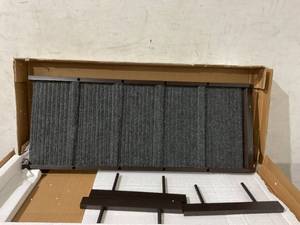 lot 357 image: Black Portable Wood Dog Ramp with Non-Slip Carpet and Guardrail