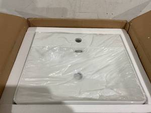 lot 425 image: IKEBANA White Ceramic Wall Mount Bathroom Sink