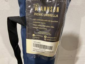 lot 475 image: AMMSUN 6FT Portable Picnic Outdoor Umbrella - Navy Blue
