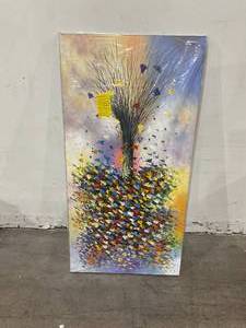 lot 491 image: Abstract Painting Colorful Tree of Life Canvas Wall Art