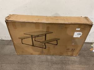lot 82 image: Maarch Folding Picnic Table with Benches - White