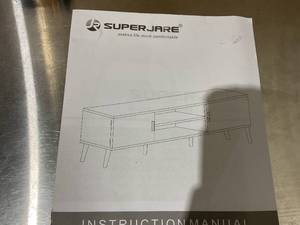 lot 88 image: SUPERJARE Retro TV Stand for 55 Inch TV - Rustic Brown