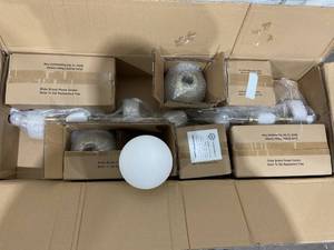 lot 91 image: KCO Lighting Modern Gold Chandelier with White Frosted Globe