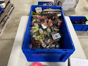 TOTE FULL OF FISHING PLASTICS