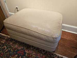 Large Cream Rolling Leather Ottoman