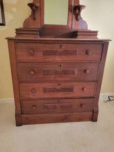 Breathtaking Antique Carved Dresser with Jewelry Mirror