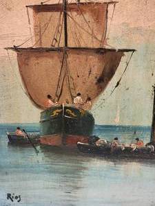 Enchanting Original Fine Art Signed Original Painting - Rios - Hoisting the Sail