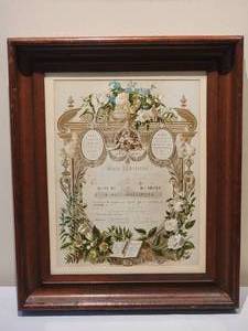 Amazing Antique Marriage Certificate Framed Print