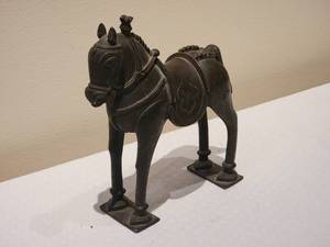 Exotic Asian Fine Art Brass Sculpture - Folk Horse