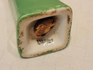 Adorable Antique French Limoges Salt and Pepper Shakers - Kelly Green