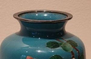 Stunning East Asian Polished Ceramic Vase - Handpainted Flowers