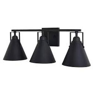 Lot of 8 Home Decorators Collection Insdale 3-Light Matte Black Modern Industrial Bathroom Vanity Light with Metal Shades Customer Returns See Pictures