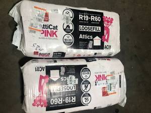 Lot of 2 Owens Corning R-19 - R-60 AttiCat PINK Fiberglass Blown-in Insulation 27.5 lb (1 Bag) Customer Returns See Pictures