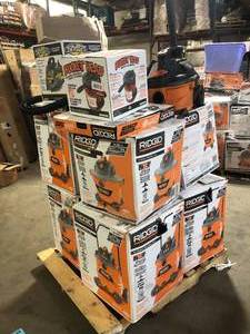 Pallet of Ridgid WetDry Shop Vacs Various Sizes and Conditions Customer Returns See Pictures