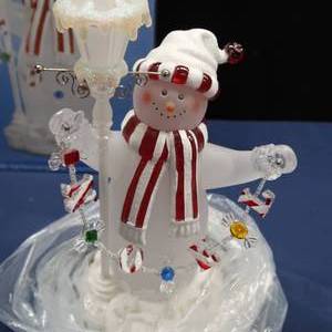 lot 63 image: ACRYLIC LIGHTED LAMP POST SNOWMAN