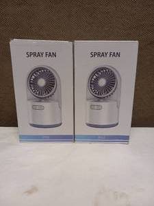 2 NEW DESKTOP SPRAY AND MIST RECHARGEABLE FANS