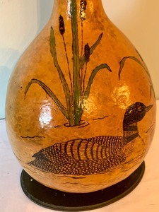 lot 114 image: Large Hand Painted Gourd, Swimming Duck