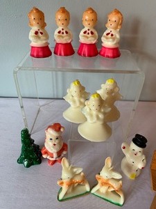 lot 120 image: Vintage Holiday Candles and Log Cabin to Burn Incense