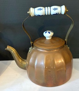 lot 99 image: Two Vintage Copper Teakettles