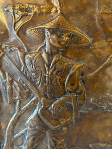 lot 181 image: Vintage Embossed Chinese Copper Plaque