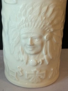 lot 198 image: Vintage Native American Motif Porcelain Embossed Tumbler
