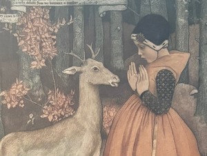 lot 217 image: Girl with Deer Framed Print by McNaughton