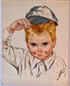 lot 265 image: Vintage Frameable Prints Set of Two Boys Northern Bathroom Tissue