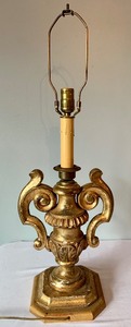 lot 275 image: Pretty Gold Colored Vintage Lamp