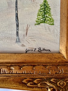 lot 276 image: Gorgeous Winter Barn Scene Painting by Jane Buttron