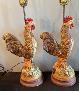 lot 326 image: Pair of Remarkable Rooster Table Lamps