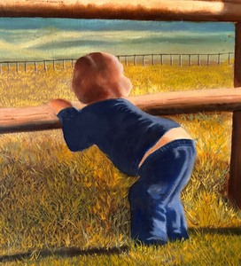 lot 287 image: Original Gazing Child Canvas Painting by Don Vinje