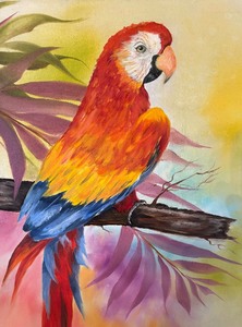 lot 150A image: Original Tropical Parrot Painting by Don Vinje