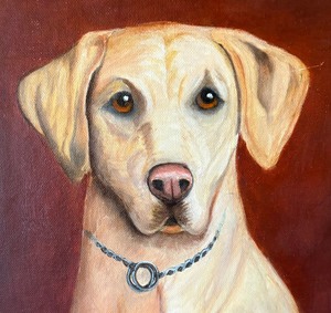 lot 143A image: Original Delightful Dog Portrait Painting by Don Vinje