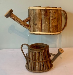 lot 356 image: Two Decorative Wood Watering Cans