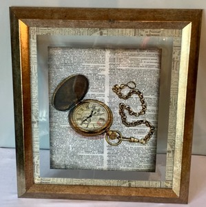 lot 359 image: Newspaper and Pocket Watch Framed Art Print